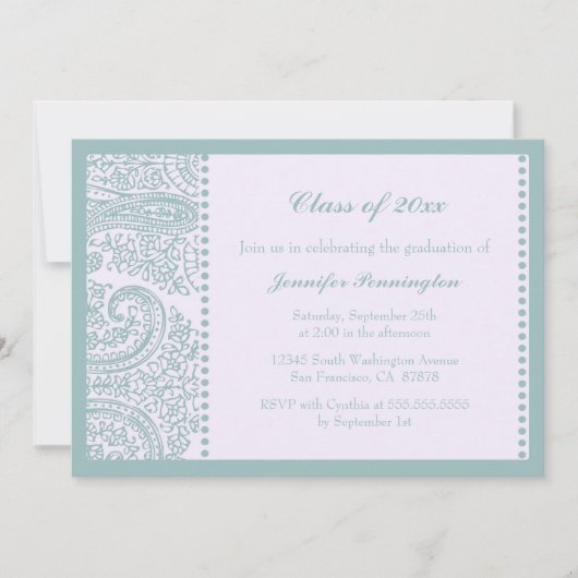 faire-part de remise de diplômes Blue turquoise pa (Devant)