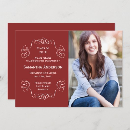 Faire-part de remise de diplômes Elegant Script -  (Devant / Derrière)