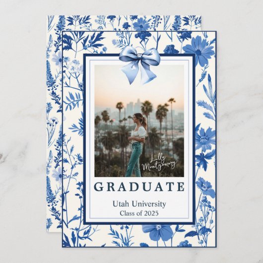 Faire-part de remise des diplômes avec nœud papill (Devant / Derrière)