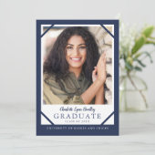 Faire-part de remise des diplômes bleu marine avec (Debout devant)