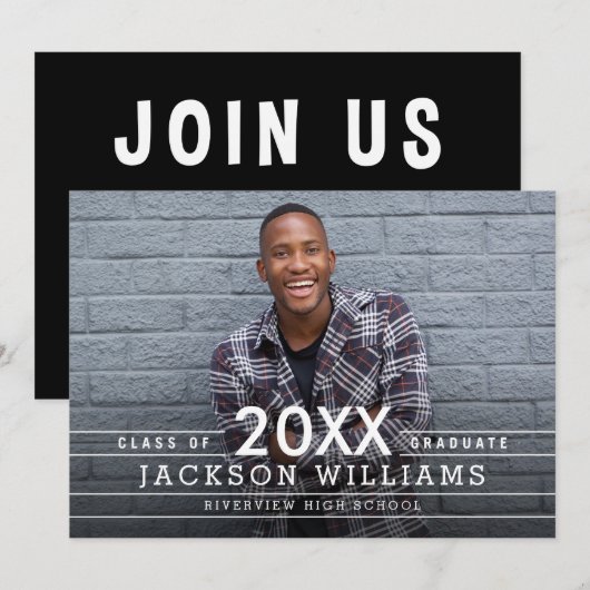 Faire-part de remise des diplômes Cool Grids Invit (Devant / Derrière)