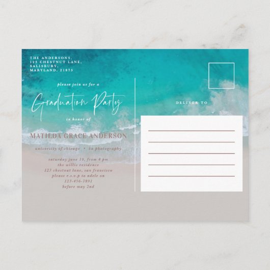 Faire-part de remise des diplômes de la plage (Dos)