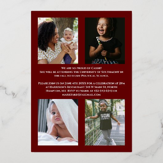 Faire-part de remise des diplômes en feuille de co (Verso)