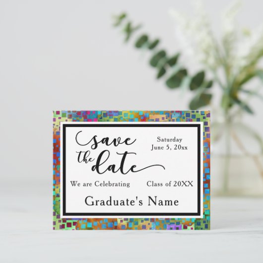 Faire-part de remise des diplômes graphique avec c (Debout devant)