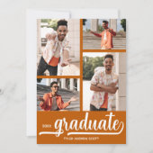 Faire-part de Remise des Diplômes Orange Brûlé Mod (Devant)