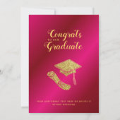 Faire-part de remise des diplômes Photo Rose Chaud (Dos)