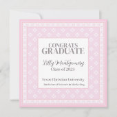 Faire-part de remise des diplômes rose carré  (Devant)