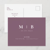 Faire-part de rendez-vous lavande à monogramme sim (Devant / Derrière)