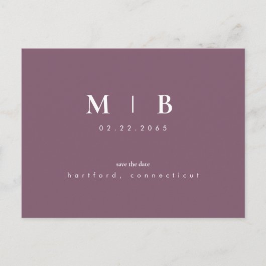 Faire-part de rendez-vous lavande à monogramme sim (Devant)