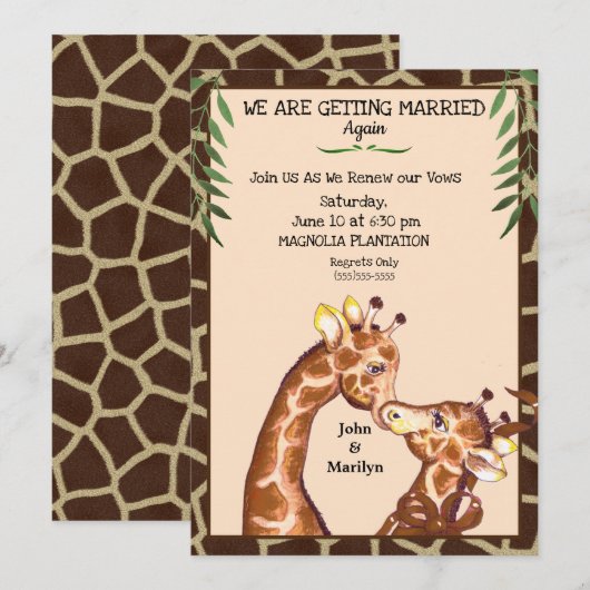 Faire-part de renouvellement de voeux de mariage d (Devant / Derrière)