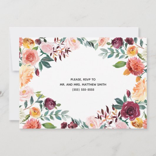 Faire-part de répétition de mariage avec de belles (Dos)