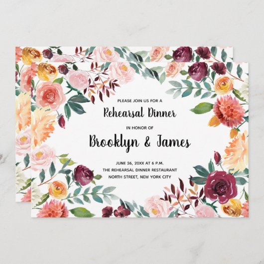 Faire-part de répétition de mariage avec de belles (Devant / Derrière)