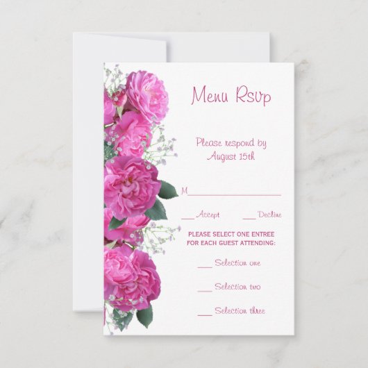 Faire-part de réponse au menu de mariage Bouquet F (Devant)
