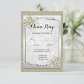 Faire-part de réponse au menu de mariage floral ge (Debout devant)