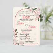 Faire-part de réponse de mariage à l'arche florale (Debout devant)