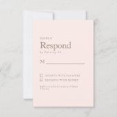 Faire-part de réponse de mariage à texte simple or (Devant)