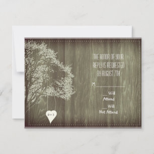 Faire-part de réponse de mariage Arbre rustique av