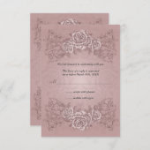 Faire-part de réponse de mariage aux roses mauves (Devant / Derrière)