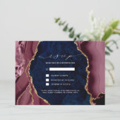 Faire-part de réponse de mariage Navy, Bourgogne e (Debout devant)