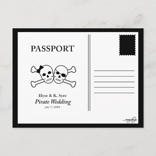 faire-part de réponse de mariage pirate (Dos)