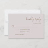 Faire-part de réponse de mariage rose blush minima (Devant)