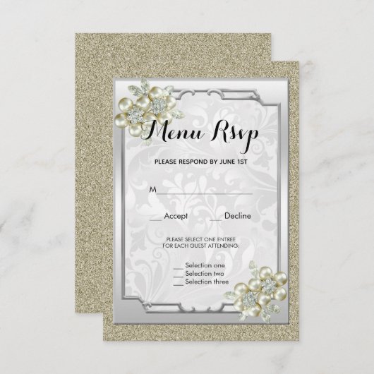 Faire-part de réponse de menu de mariage floral ge (Devant / Derrière)