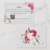 Faire-part de réponse QR Code végétation de paeoni (Devant / Derrière)