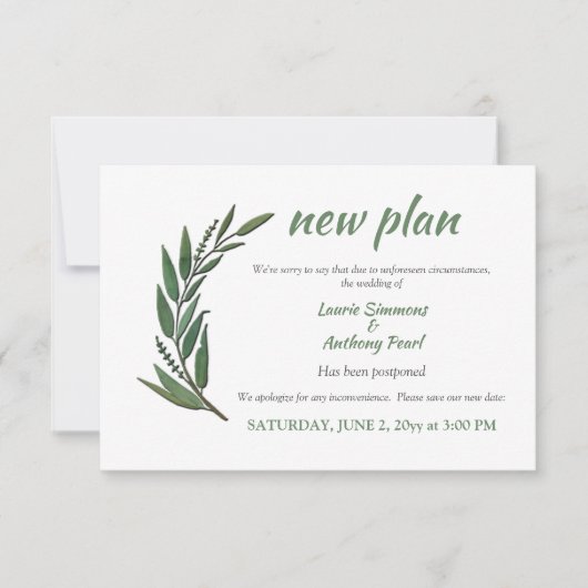 Faire-part de report (Devant)