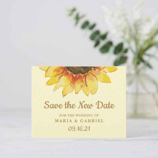 Faire-part de report de date de mariage champêtre  (Debout devant)