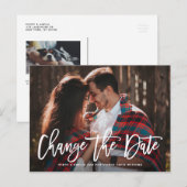 Faire-part de report de date de mariage écriture m (Devant / Derrière)