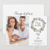 Faire-part de report de date floral élégant avec p (Devant / Derrière)