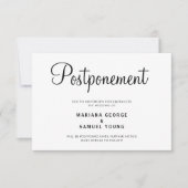 Faire-part de report du Mariage de script simple (Devant)