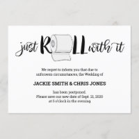 Faire-part de report mariage - Juste rouler