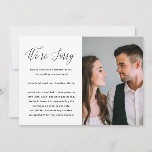 Faire-part de report simple Mariage photo (Devant)