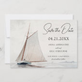Faire-part de réservation à l'aquarelle voilier (Devant)
