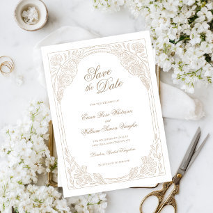 Faire-part de réservation de cadre floral vintage