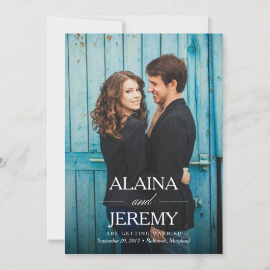 Faire-part de réservation de date avec beaux noms (Devant)