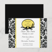 Faire-part de réservation de date Damask & Oiseaux (Devant / Derrière)