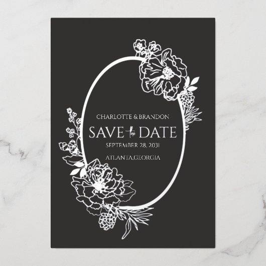 Faire-part de réservation de la date Fleur Moderne (Recto)