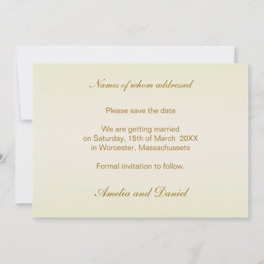 Faire-part de réservation de roses blanches-crème  (Dos)