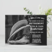 Faire-part de retraite avec casquette cowboy et bo (Debout devant)