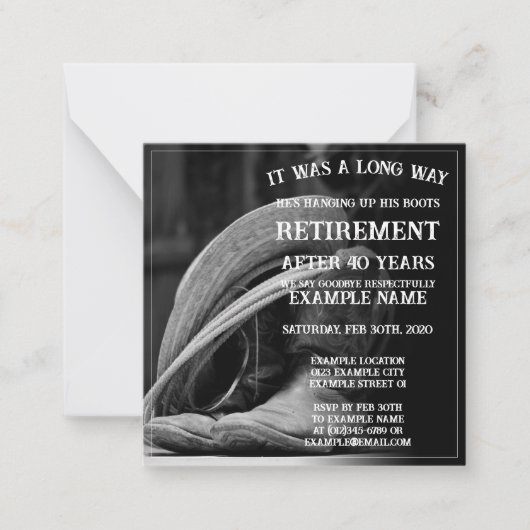 Faire-part de retraite avec casquette cowboy et bo (Devant)