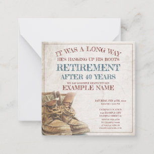 Faire-part de retraite avec de vieilles bottes