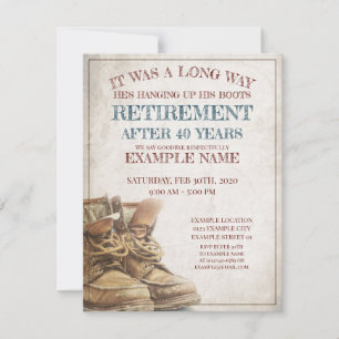 Faire-part de retraite avec de vieilles bottes