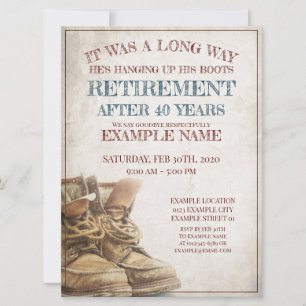 Faire-part de retraite avec de vieilles bottes