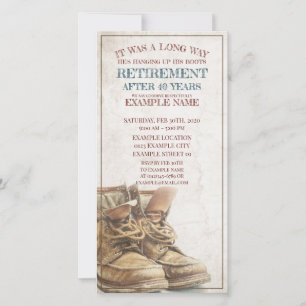 Faire-part de retraite avec de vieilles bottes