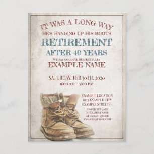Faire-part de retraite avec de vieilles bottes