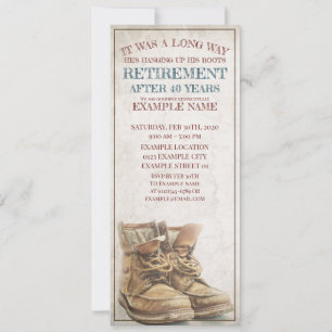 Faire-part de retraite avec de vieilles bottes