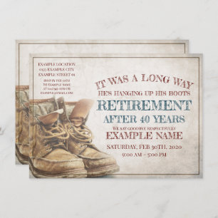 Faire-part de retraite avec de vieilles bottes