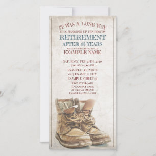 Faire-part de retraite avec de vieilles bottes